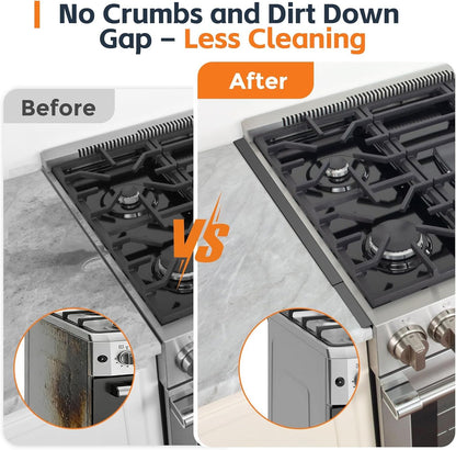 Stove Gap Covers with Spring Clip,2 PCS Stainless Steel Oven Gap Filler | Adjustable Length 13.8"-27.5",Heat Resistant, Easy to Clean