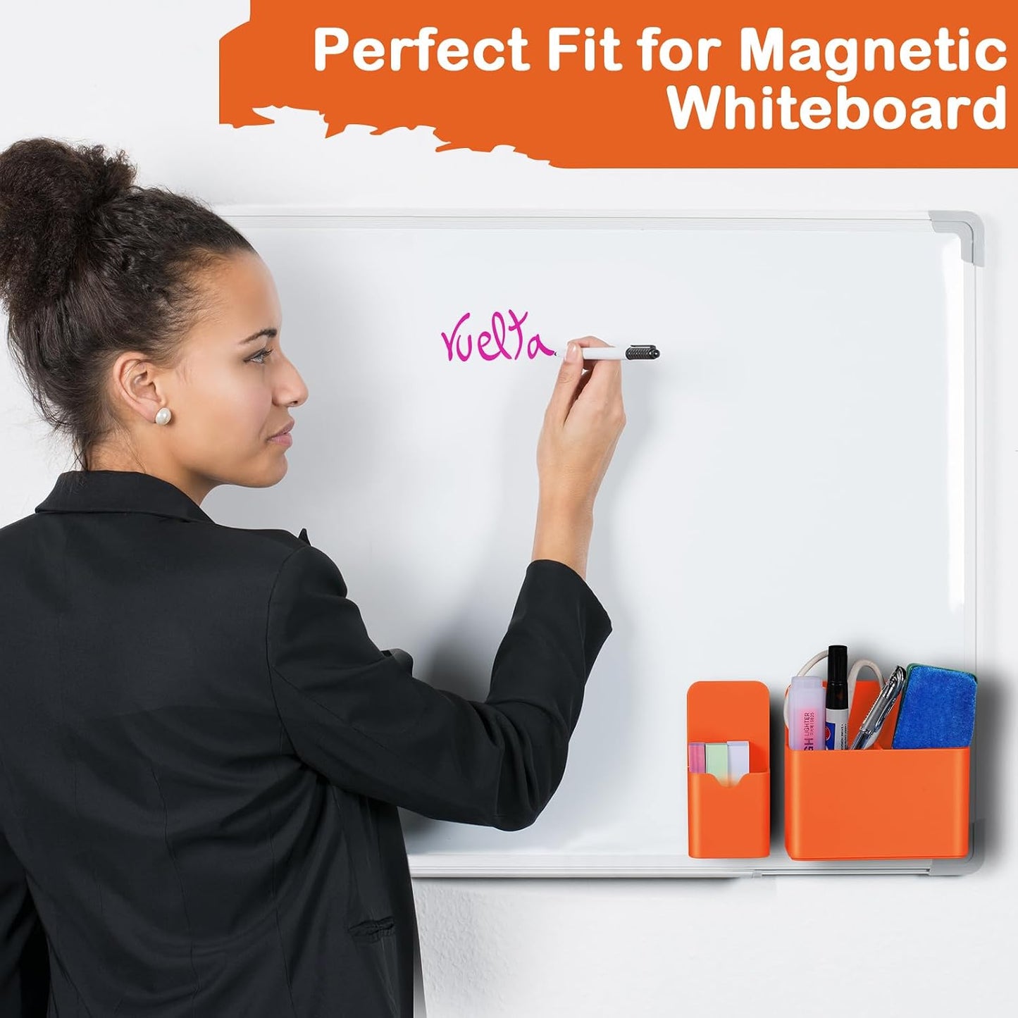 KITANIS Magnetic Pen Holder,2 Pack Magnetic Dry Erase Marker Holder with Generous Compartments,Strong Magnet Storage Marker Pen Pencil Organizer for Refrigerator,Whiteboard,Locker Accessories