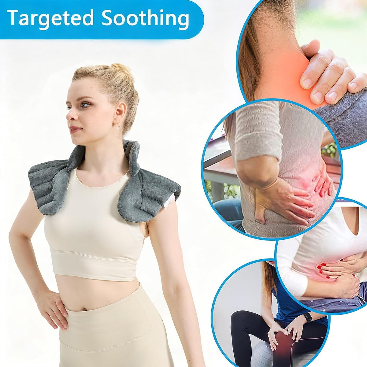 Microwave Heating Pad for Neck and Shoulders, Natural Fillings, Weighted Microwavable Heated Neck Wrap Warmer, Hot and Cold Compress for Relaxation and Soothing, Lavender Scented