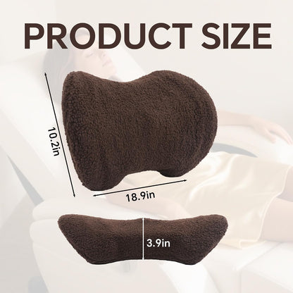 ROYALAY Sherpa Lumbar Support Pillow for Recliner, Memory Foam Back Pillow for Chair, Warm Couch Back Cushions for Elderly with Machine Washable Cover, Lumbar Pad for Car Office Chair, Brown