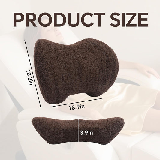 ROYALAY Sherpa Lumbar Support Pillow for Recliner, Memory Foam Back Pillow for Chair, Warm Couch Back Cushions for Elderly with Machine Washable Cover, Lumbar Pad for Car Office Chair, Brown