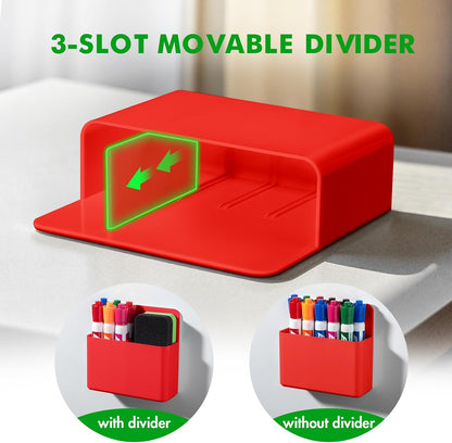 2 Pack Magnetic Pen Holder Cup for Whiteboard, Classroom Supplies | Plastic Magnetic Dry Erase Marker Holder for Refrigerator Fridge, Pencil Cup for School, Locker Accessories Organizer-White