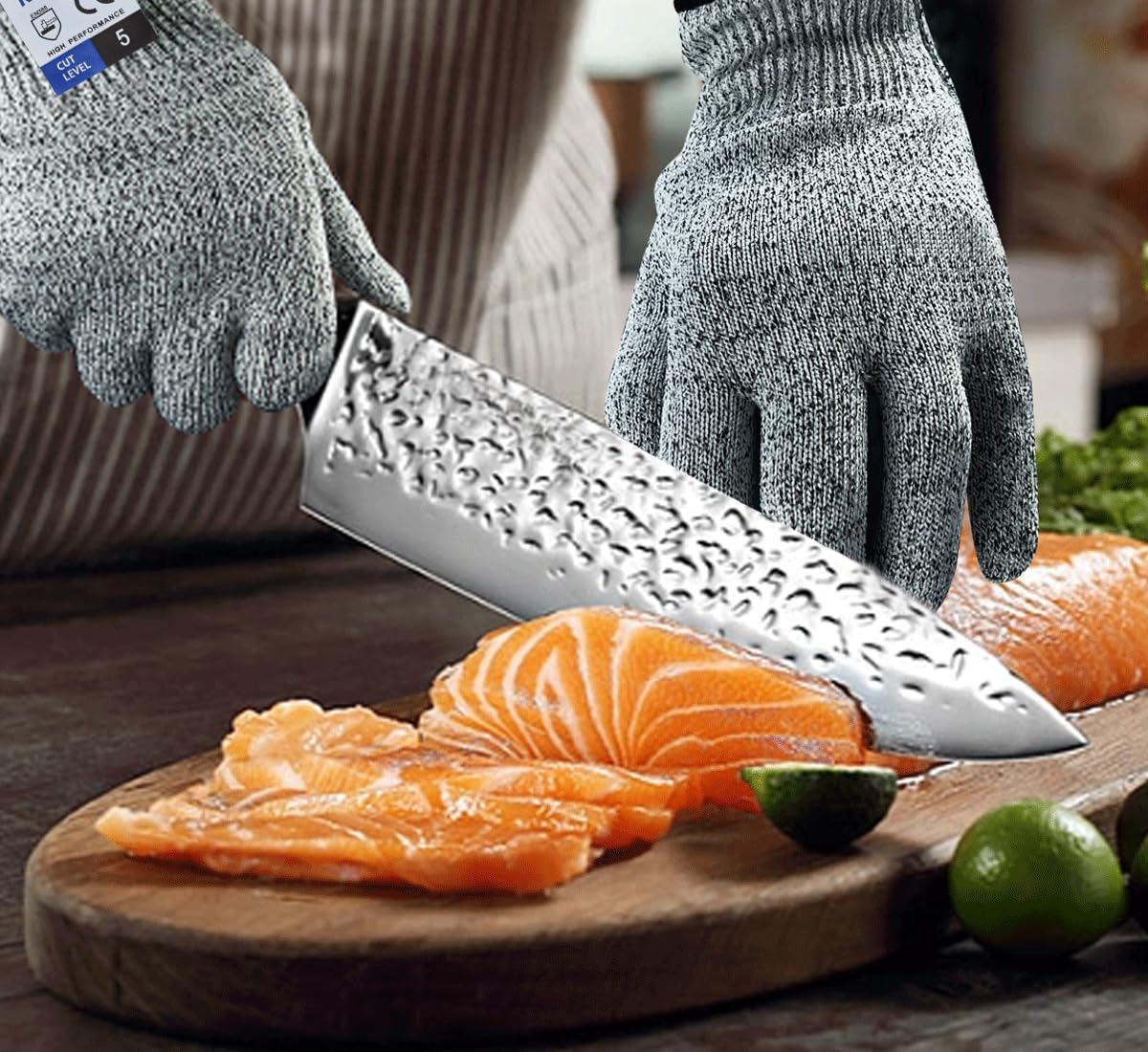 Cutting Gloves, Food Grade Level 5 Protection, Safety Kitchen Cut Gloves for Oyster Shucking, Fish Fillet Processing, Mandolin Slicing, Meat Cutting and Wood Carving. (Violet-Medium 2 Pairs)