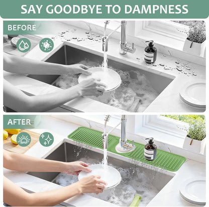 24 Inch Upgraded Draining Mat Folding faucet Mat for Bathroom Sink Splash Guard 7° Slope with Button Lock Water Draining Pad for Kitchen Bathroom Bar(Pink)