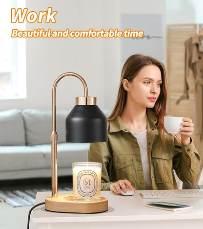 Candle Warmer Lamp with Timer and Dimmer,Electric Gold Light Gifts for Women Melt Wax Warmer Lamp with 2 Bulbs for Candle Jars House Warming New Home Decor Bedroom
