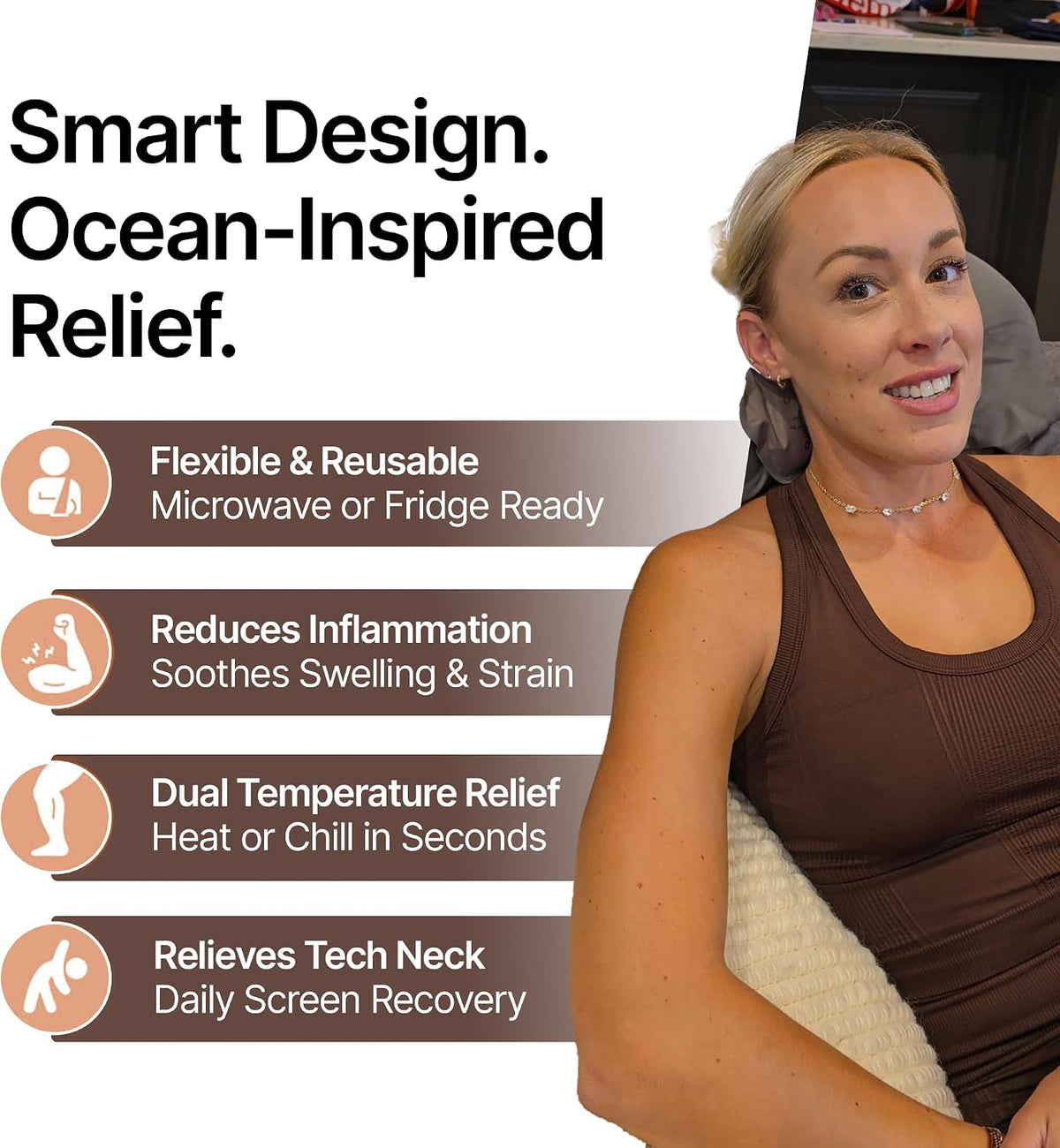 CastleFlexx Dual Hot & Cold Therapy Packs | Gel-Free, Flexible & Reusable for Neck, Shoulders, Joints & Muscles | Microwave & Freezer Safe | Ideal for Daily Relief - Earth
