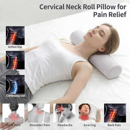 iYKYK Cervical Neck Support Foam Round Pillow for Sleeping and Pain Relief, Memory Foam Body Positioner (Dark Gray)