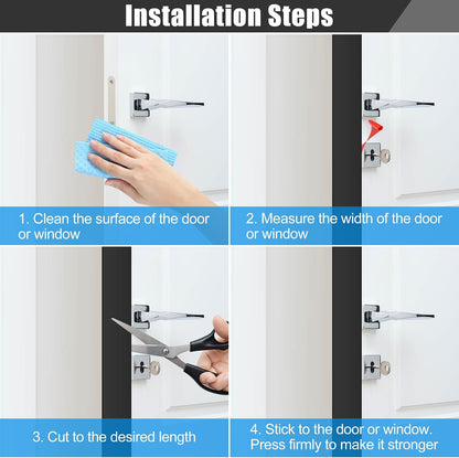 Draft Seal Tape for Doors and Windows 2 in x 20 Ft Silicone Weather Stripping Extra Thick 2mm Door Seal Strip with Strong Adhesive Draft Insulation Stopper Side Seal - Clear