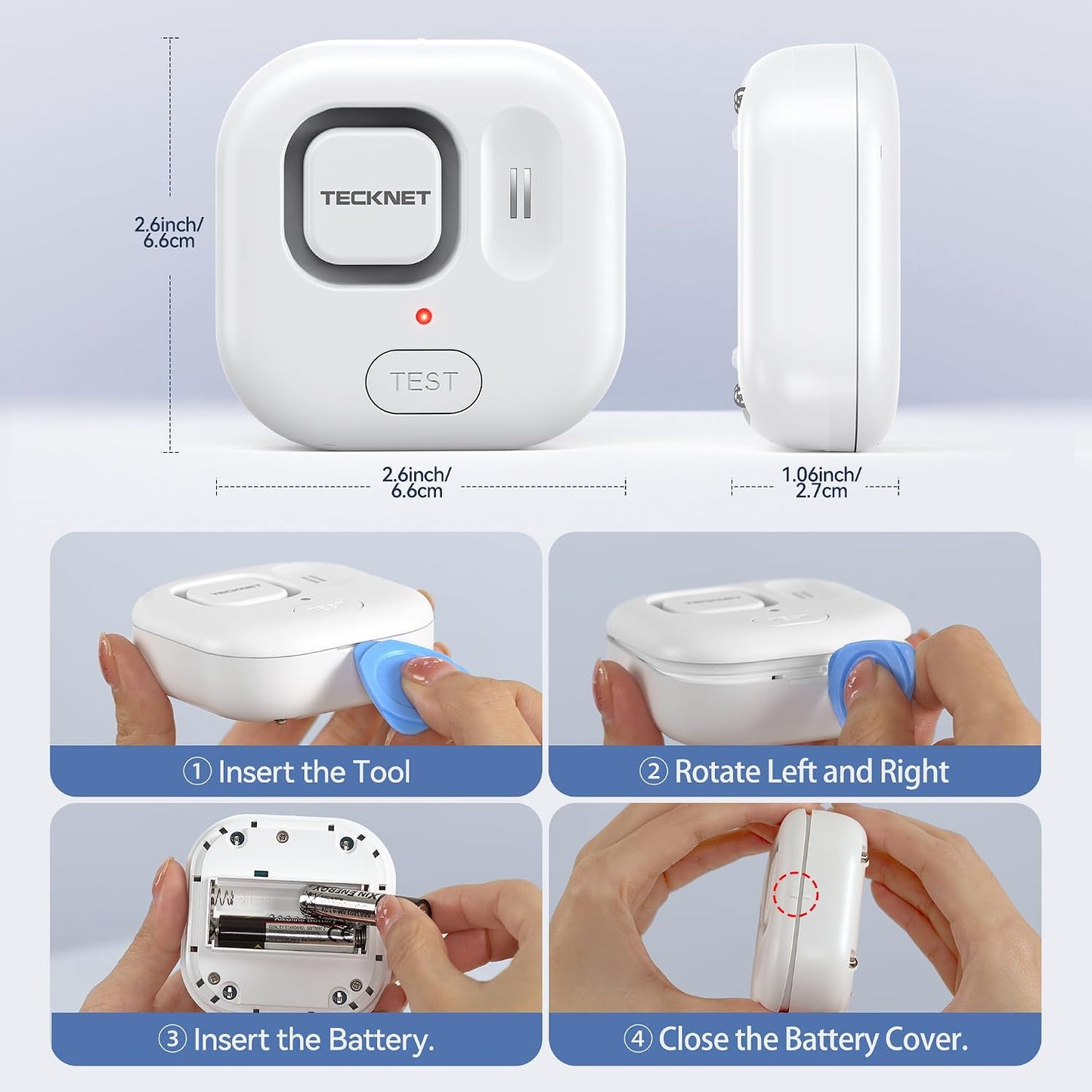 TECKNET Water Leak Detectors for Home, 120dB Water Sensor Alarm Leak Detector, IP66 Waterproof, Water Leak Detectors for Bathroom, Sink, Laundry, Window, Basements, Kitchens(3 Pack, Battery Included)