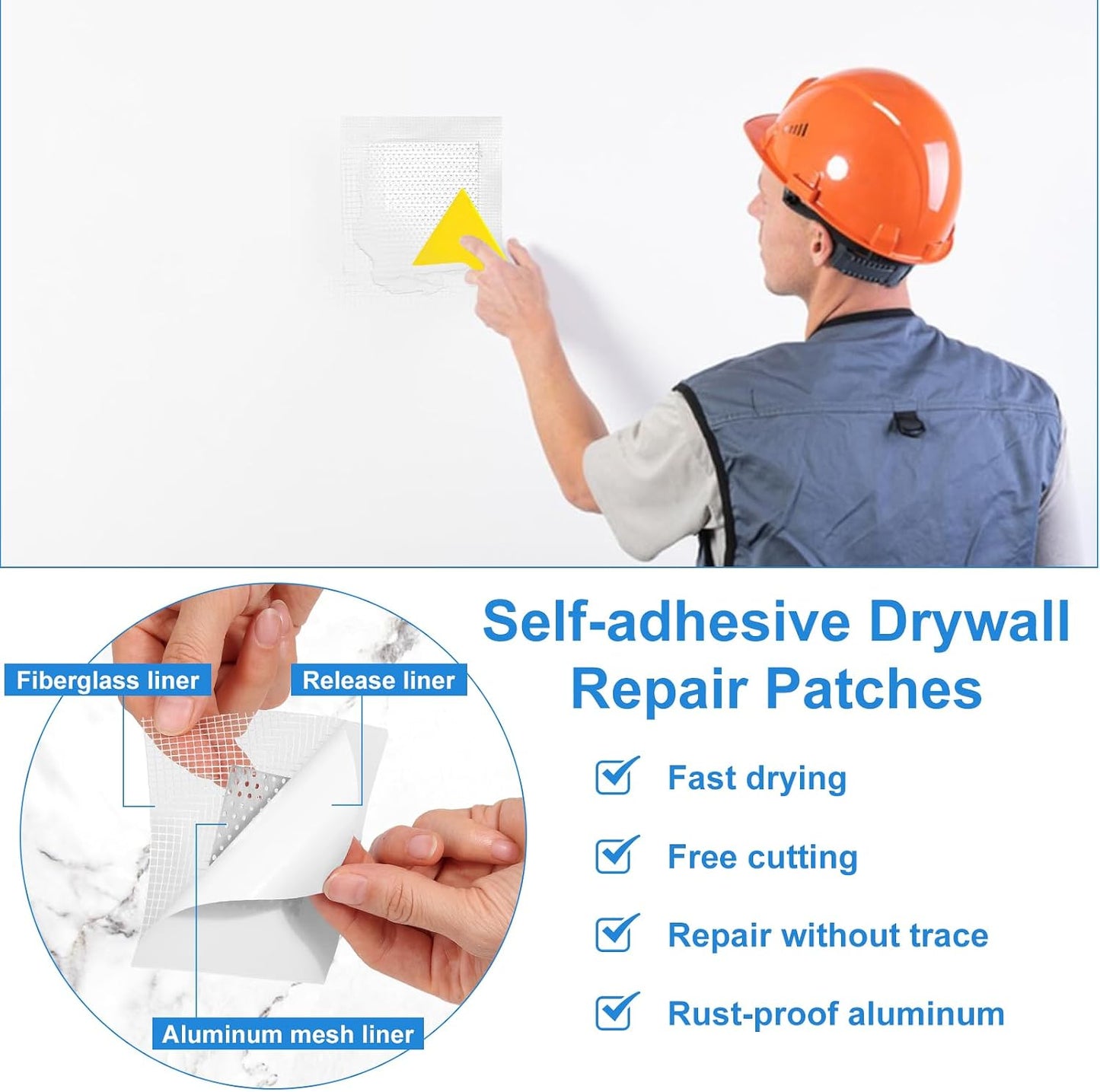 Drywall Repair Kit, Drywall Patch Repair Kit with 8.8OZ White Wall Repair Putty, Scraper Sandpapers Gloves for Heavy Duty Plaster Wall Repair, Easy to Fill Holes in Home Wall & Quick Repair Crack