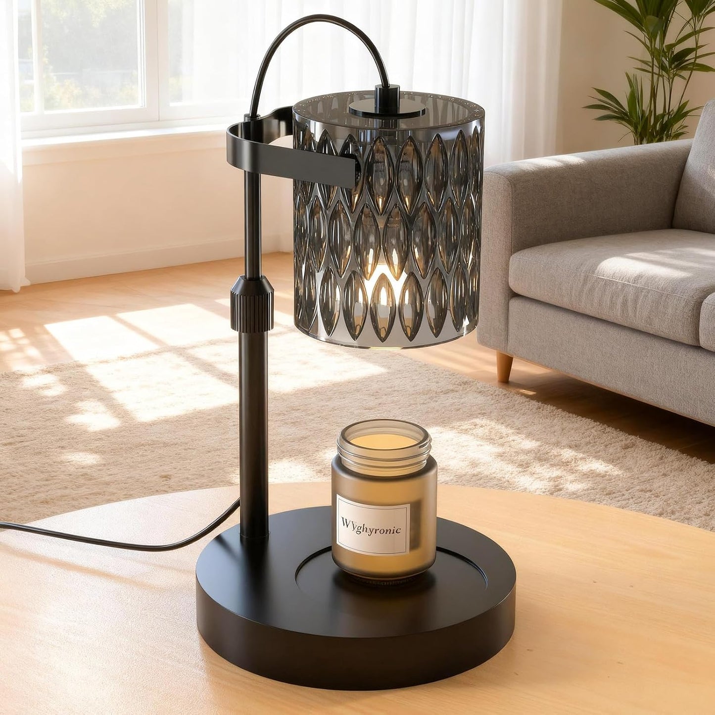 Modern Minimalist Wax Warmer for Jar Candles, Timer & Dimmer | Modern minimalist style. Timer & dimmer safe melt. 2 bulbs & heat-proof base. Perfect for living room, bedroom, or office.