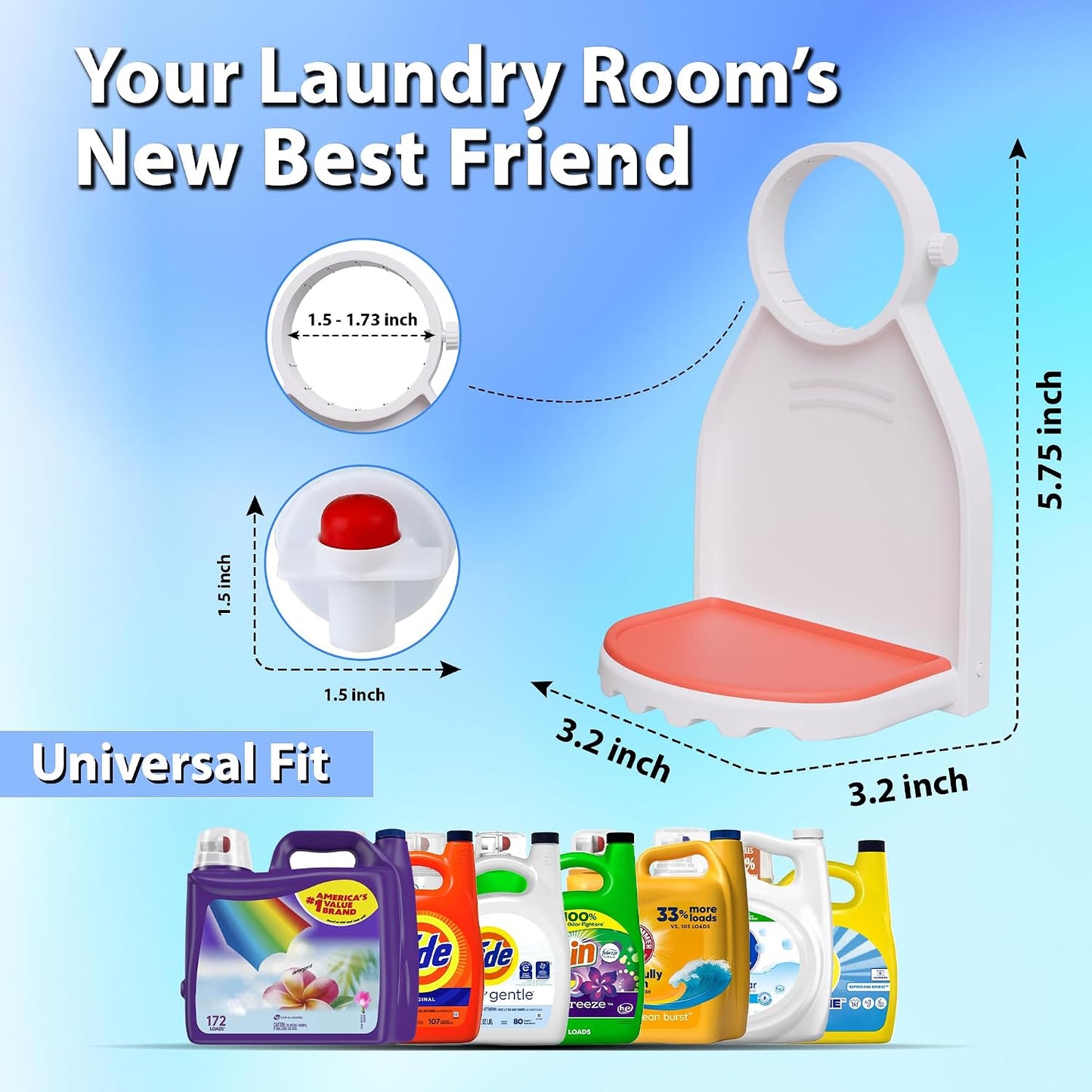 2 Pack Laundry Detergent Cup Holder with Drip Catcher Tray - Black | Silicone drip tray catches leaks; metal screw secures to detergent or fabric softener spouts for cleaner laundry room storage