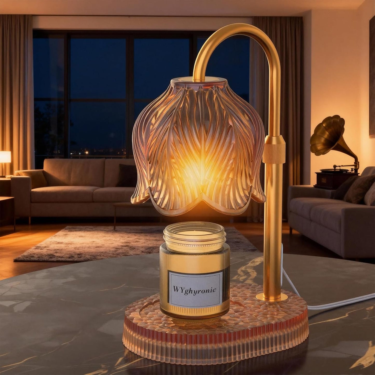 Flower Candle Warmer Lamp, Timer & 4-Level Dimmer, Adjustable Height | Flameless Electric Wax Warmer for Jar Candles, Includes 2 Bulbs, Pink, Home Decor Gift for Mom & Women, Housewarming