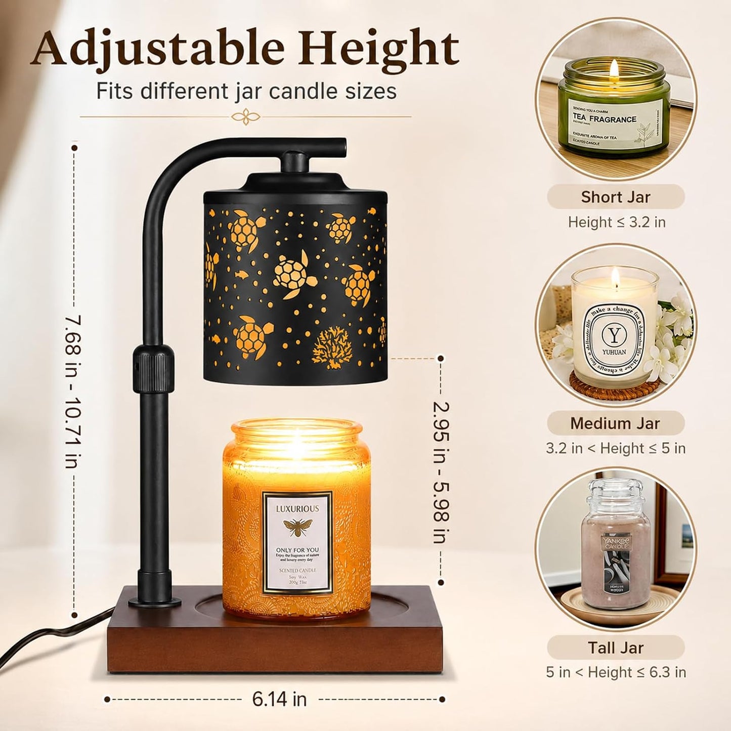 Candle Warmer Lamp Adjustable Height Dimmable for Jar Candles Hummingbird
