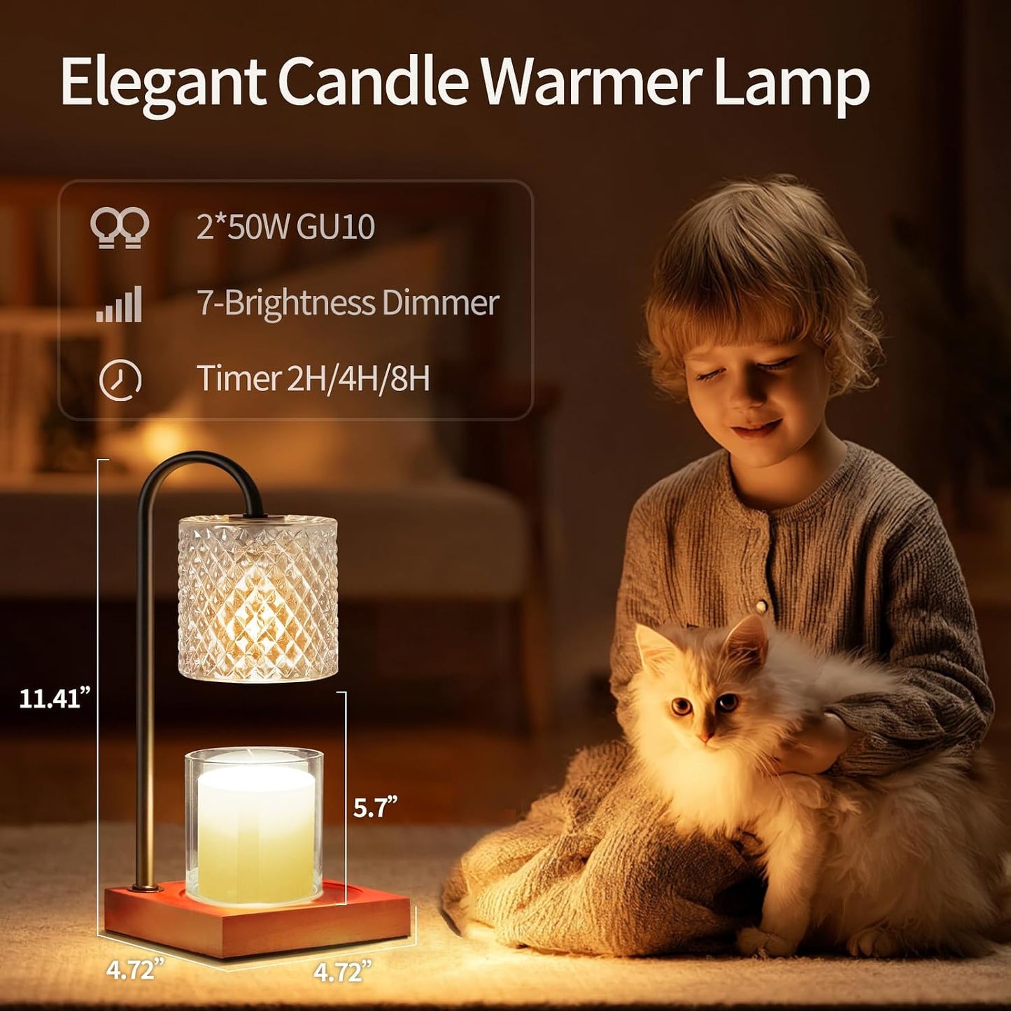 Candle Warmer Lamp with Timer Dimmer, Birthday Gifts for Women Mom, House Warming Gifts, Elegant New Home Decor, Wax Warmer for Jar Candles, Heater Lamp for Scented Wax, Amber Glass