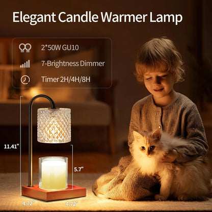 Candle Warmer Lamp with Timer Dimmer, Birthday Gifts for Women Mom, House Warming Gifts, Elegant New Home Decor, Wax Warmer for Jar Candles, Heater Lamp for Scented Wax, Amber Glass