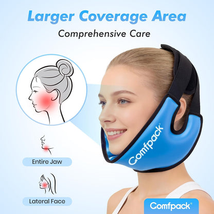 Comfpack Wisdom Teeth Ice Pack Head Wrap,Soft Double Side Jaw Face Ice Pack | Extra Large Jaw & Chin Ice Pack, Reusable Gel Hot Cold Therapy for TMJ, Oral Surgery, Face Swelling, Tonsillectomy Recovery