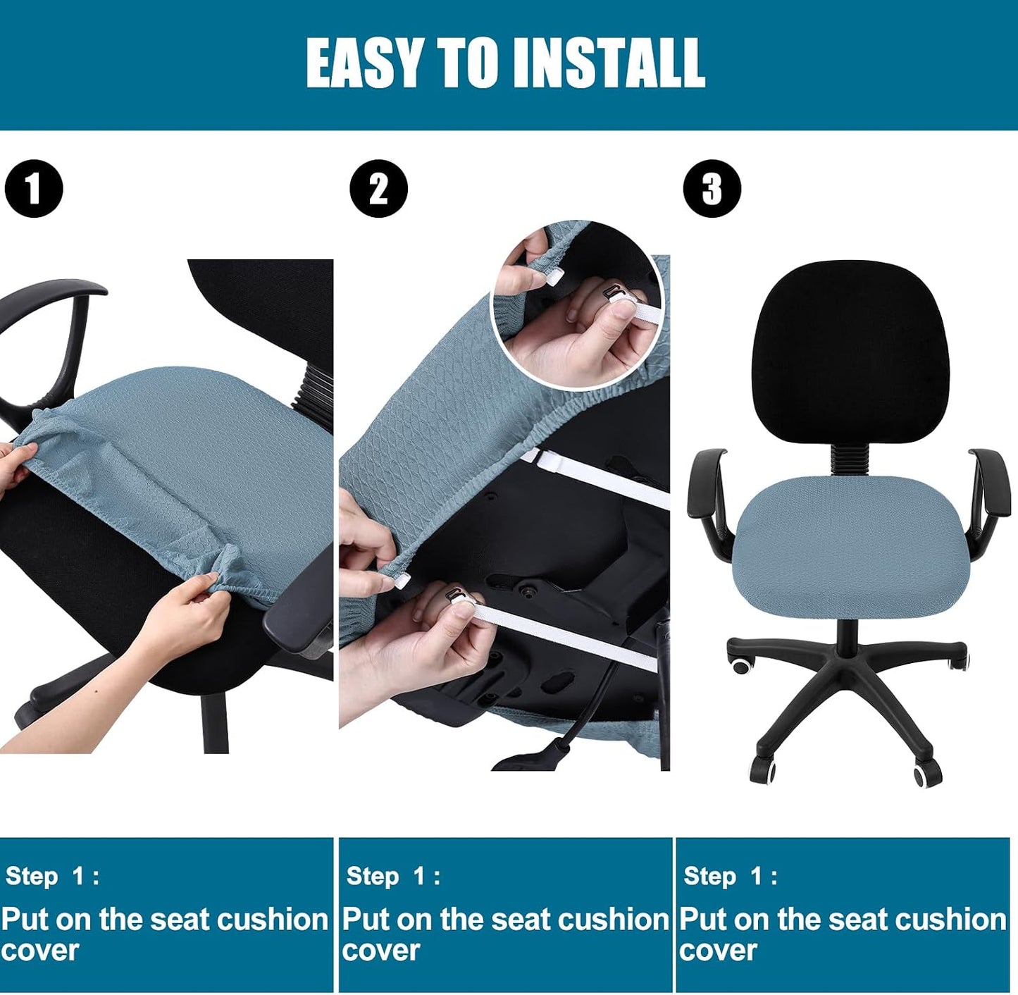 Smiry Office Computer Chair Armrest Covers, 2PCs Anti-dust Arm Rest Pad | Removable Washable Desk Chair Arm Pad Covers, Grey