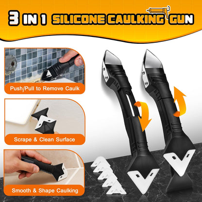 DIYSELF 9 Pack Caulk Gun Kit, Professional Caulking Gun & Remover Tools | Sealant Finishing Tool, Grout Scraper & Silicone Gun for Bathroom, Kitchen, Window, Sink & Tile Sealing, Hand Caulking Gun