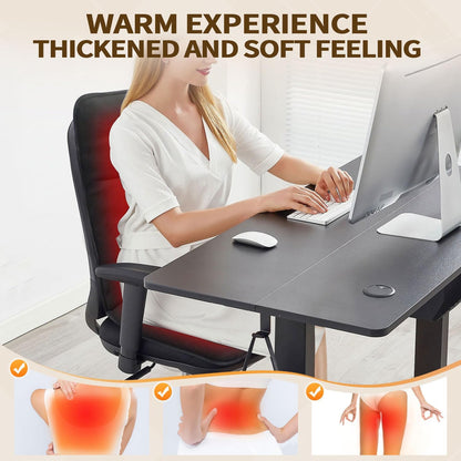 Heated Seat Cushion for Office Chair - Thick and Soft Warm Seat Cover in Winter- Easy Controller to Relieve Fatigue - Comfortable Heating Pad with Power Adapter for Home Etc.