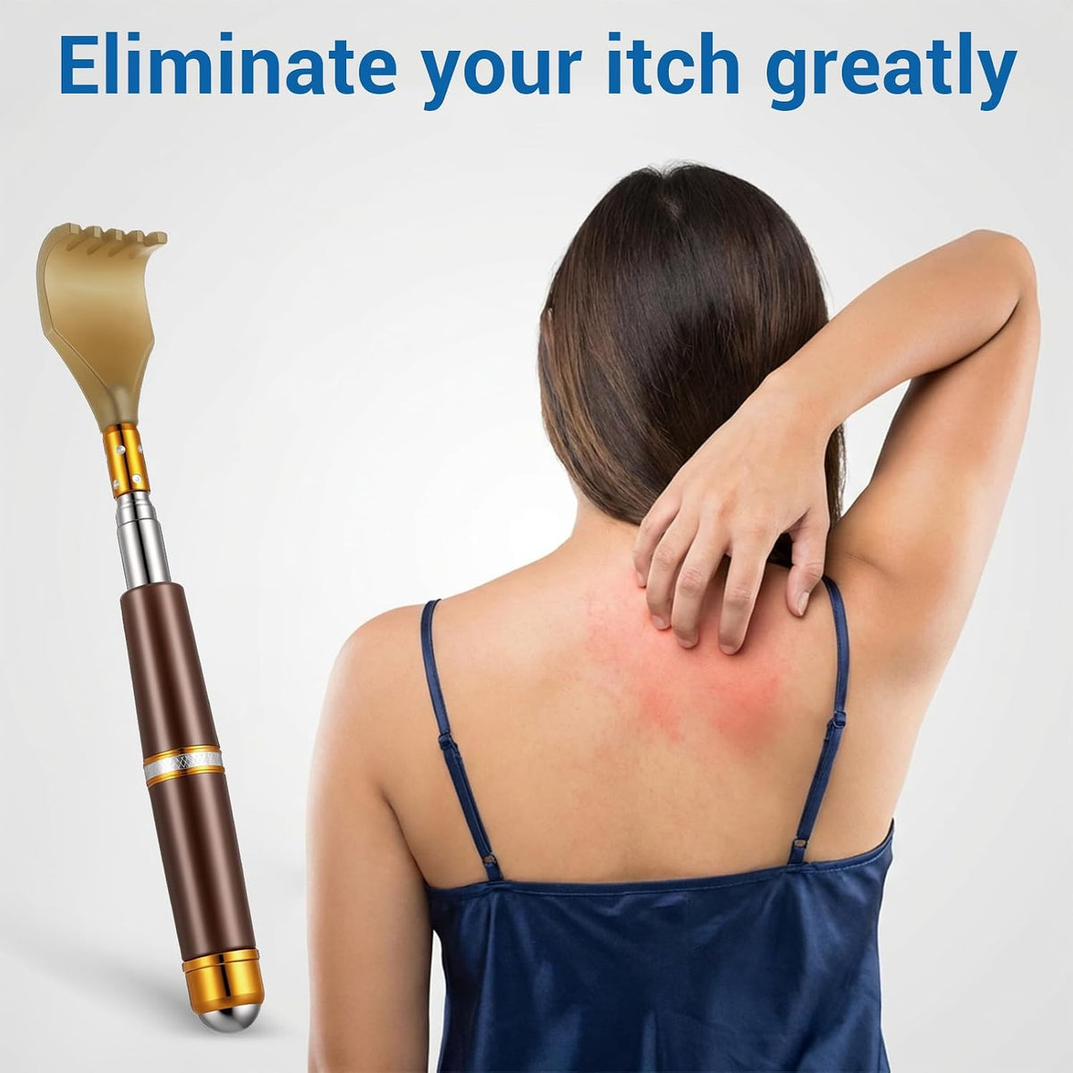 Portable Extendable Double-Pole Back Scratcher, Rubber Handles