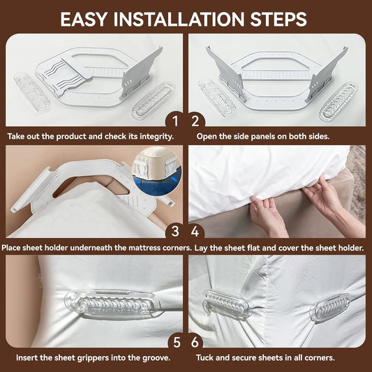 Bed Sheet Holders Heavy Duty Straps Grippers 4Pack | Universal fit for all mattress sizes with fabric-safe clamps to keep sheets locked and damage-free