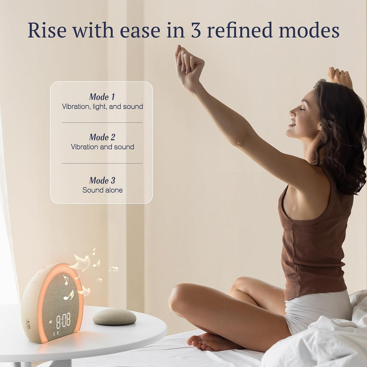 ANJANK Extra Loud Alarm Clock with Wireless Bed Shaker, Vibrating Dual Alarm with Light Wake Up for Heavy Sleepers & Hearing Impaired, 9-Color Night Light, 8 Sounds, 0-100% Dimmer, USB Charger
