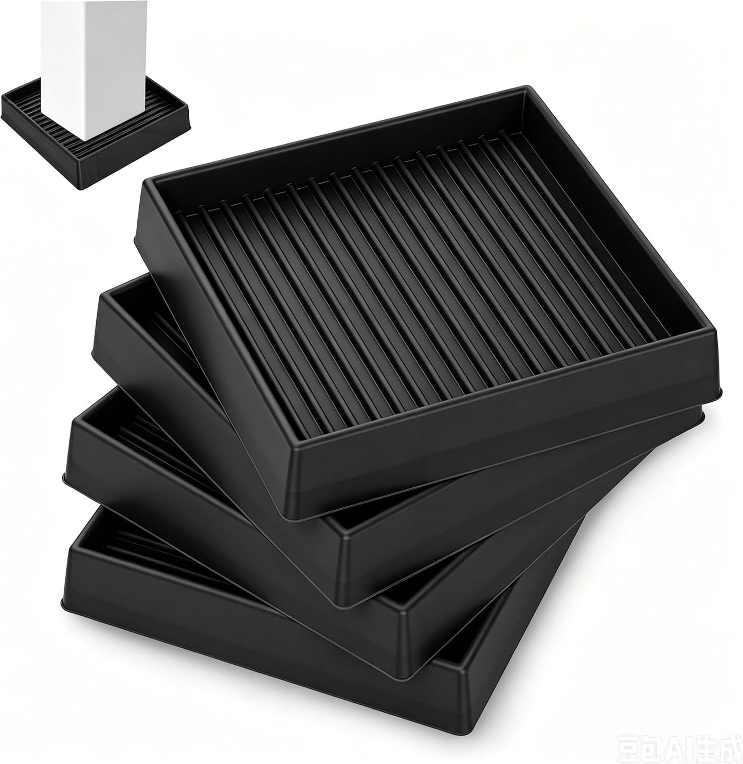 xxxHOLIC Rubber Non Slip Furniture Pads, 2" Black Round, Set of 4 | Furniture Grippers for Hardwood Floors, Anti Skid Caster Cups, Bed Frame & Couch Stoppers, Floor Protectors for Heavy Duty