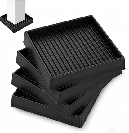 xxxHOLIC Rubber Non Slip Furniture Pads, 2" Black Round, Set of 4 | Furniture Grippers for Hardwood Floors, Anti Skid Caster Cups, Bed Frame & Couch Stoppers, Floor Protectors for Heavy Duty