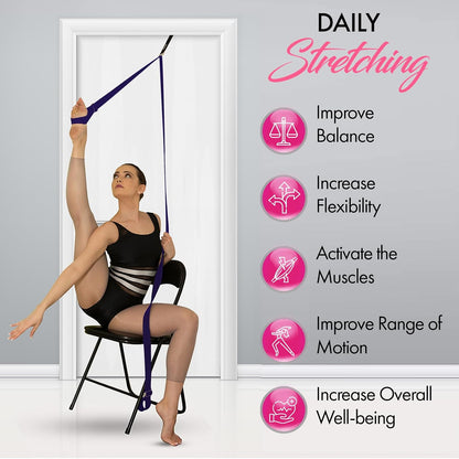 Stretching Strap with Door Anchor for Splits and Flexibility Training | Improve Leg Flexibility at Home, Ideal for Ballet, Dance, Cheerleading, Yoga, Pole Dance and Gymnastics