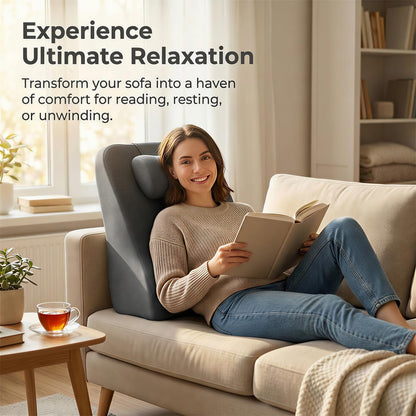 Back Wedge Pillow for Sofa, Lumbar Support Reading Pillow for Bed, Back Support Cushion for Sitting Up, Angled Design for Relaxing, Bedtime and Night Comfort (Dark Gray)