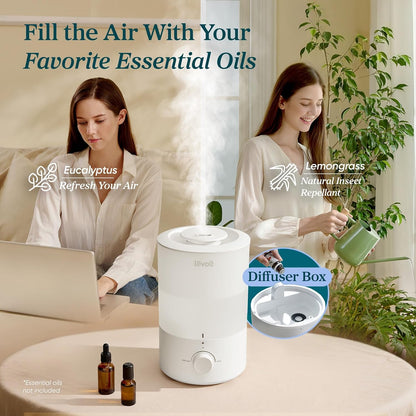 Levoit Top Fill Humidifiers for Bedroom, 2.5L Tank for Large Room, 25dB