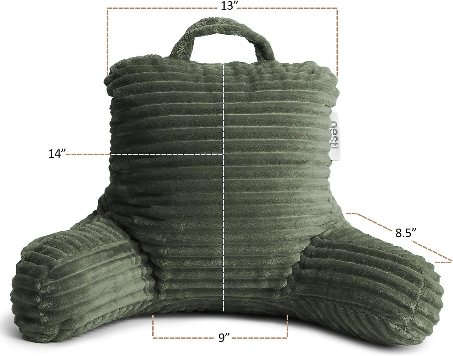 Nestl Reading Pillow with Shredded Memory Foam, Luxe Cut Plush Back Pillow for Sitting Up in Bed, Back and Arms Adjustable Support for Adult & Teens, Backrest Pillows with Washable Cover Dark Grey