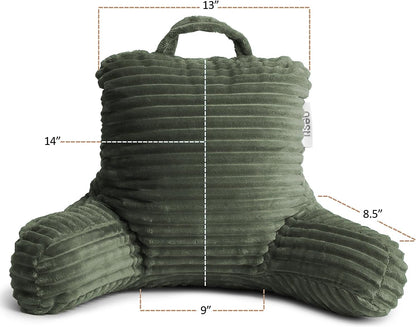 Nestl Reading Pillow with Shredded Memory Foam, Luxe Cut Plush Back Pillow for Sitting Up in Bed, Back and Arms Adjustable Support for Adult & Teens, Backrest Pillows with Washable Cover Dark Grey