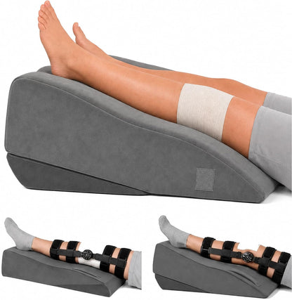 Leg Elevation Pillow for After Surgery, Firm Foam Knee Wedge, Single Leg