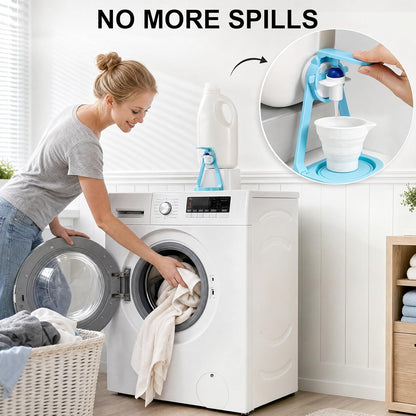2 Pack Laundry Detergent Dispenser with Laundry Cup Holder and Drip Tray, Detergent Drip Catcher Fits Most Economic Sized Bottles