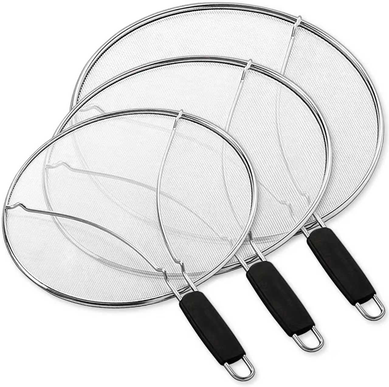 Splatter Screen for Frying Pan,Silicone Grease Splatter Guard, Heat-Resistant Splatter Guards for Cooking,Dishwasher Safe (9.8", 11.4", 13")