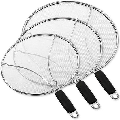 Splatter Screen for Frying Pan,Silicone Grease Splatter Guard, Heat-Resistant Splatter Guards for Cooking,Dishwasher Safe (9.8", 11.4", 13")