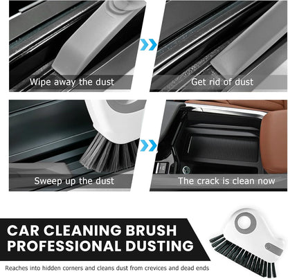 2 in 1 Groove Cleaning Brush, Multifunctional Window Track Cleaner with Hidden Scraper, Hard Bristle Grip Brush Sliding Door Cleaning Tool for Vehicle Home Office (Gray)