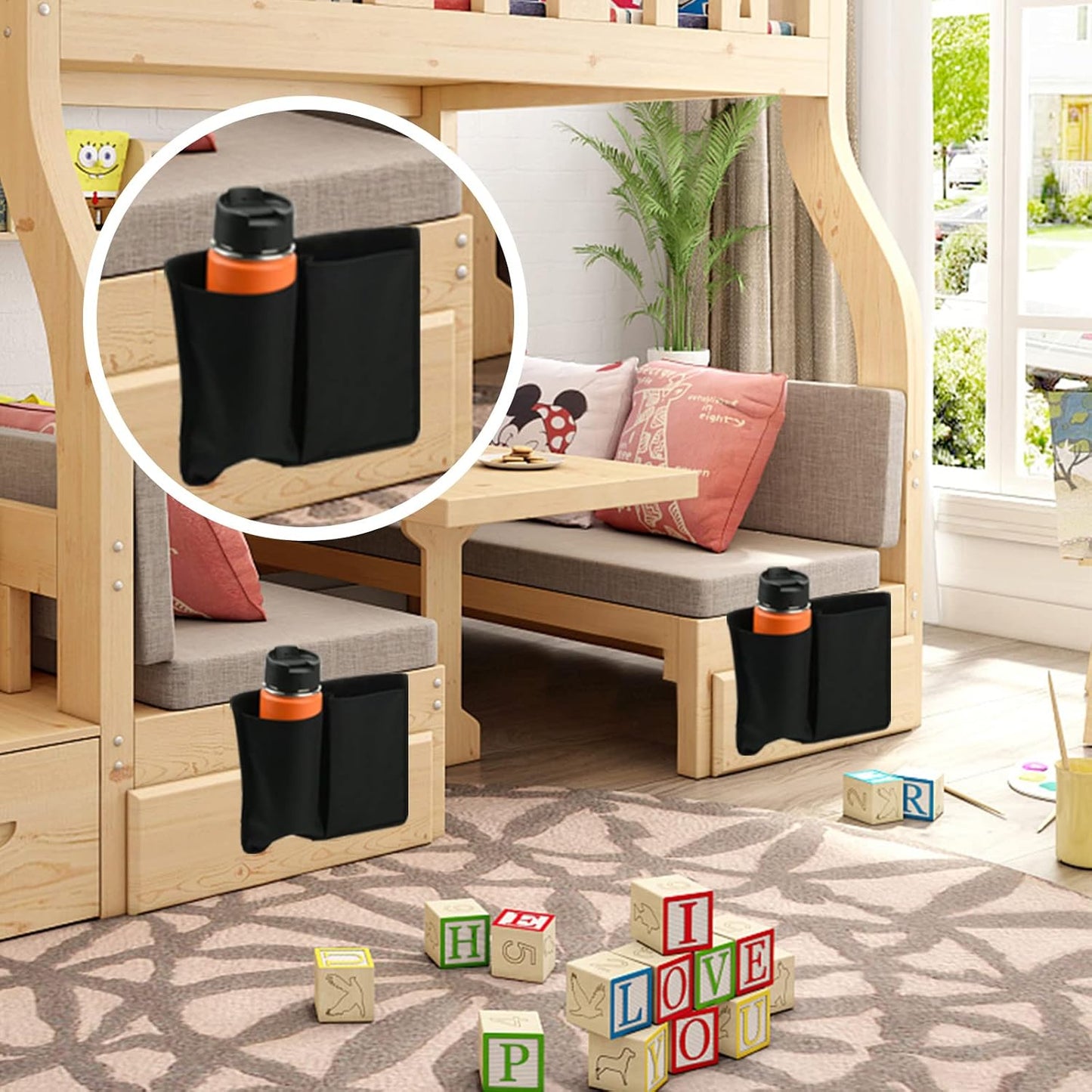 Cosmos Chair Armrest Side Organizer Bedside Caddy Organizer Wheelchair Side Storage Bag Bedside Remote Holder Water Bottle Cell Phone Holder for Couch Recliner Sofa Wheelchair, 10 inches Wide