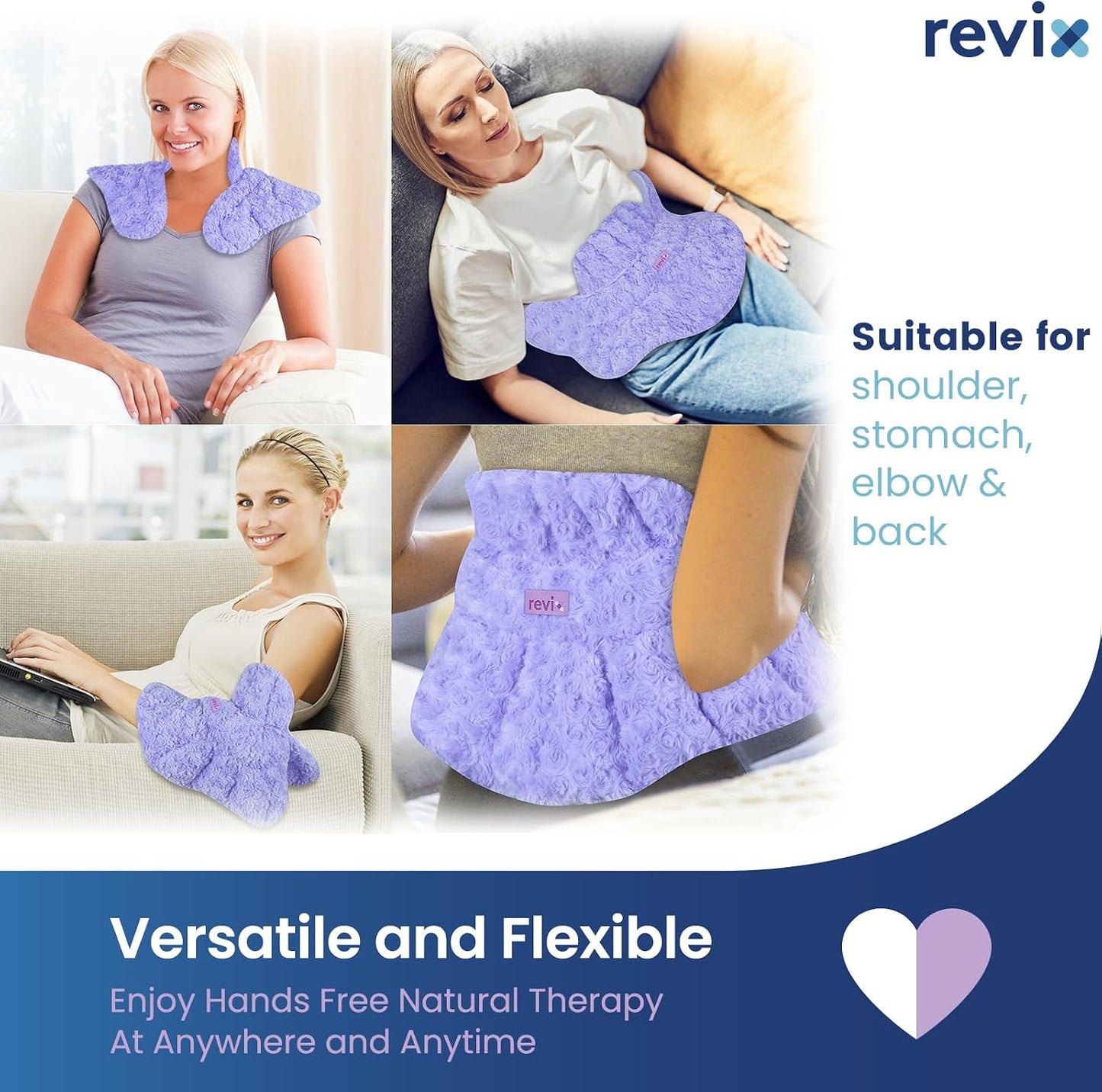 REVIX Microwave Heating Pad for Neck and Shoulders Back, Microwavable Heated Neck Wrap Warmer with Moist Heat, Lavender Aromatherapy Hot and Cold Pack