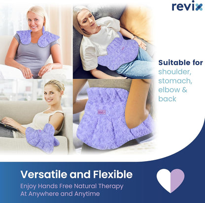 REVIX Microwave Heating Pad for Neck and Shoulders Back, Microwavable Heated Neck Wrap Warmer with Moist Heat, Lavender Aromatherapy Hot and Cold Pack