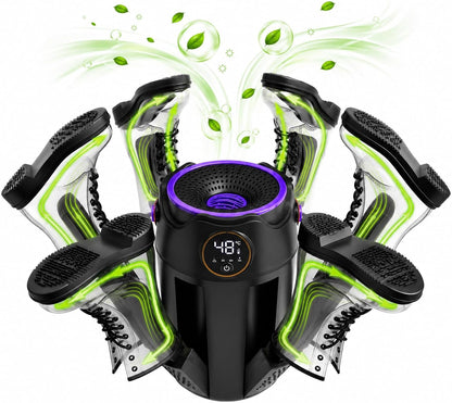 Boot Dryer, Shoe Dryer, 6-Arm Telescopic Foldable Electric Heating Machine | 3/6/9H timer, PTC constant-temp heat helps protect shoe materials, portable use, for gloves, work boots, sneakers, ski boots