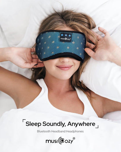 MUSICOZY Bluetooth Sleep Mask Headphones for Side Sleepers | Soft Mesh Eye Masks With Ultra-Thin Speakers, HD Audio, Comfortable Fit For Sleeping, Travel and Relaxation