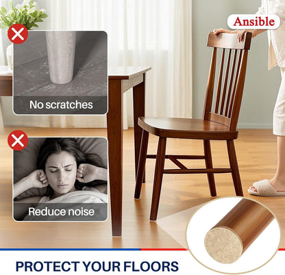 Ansible Felt Furniture Pads Chair Leg Floor Protectors 1" 60PCS | Felt Pads for Hardwood Floors,Self-Adhesive, Reduce Noise and Anti-Scratches,Easy to Install,Beige,Round