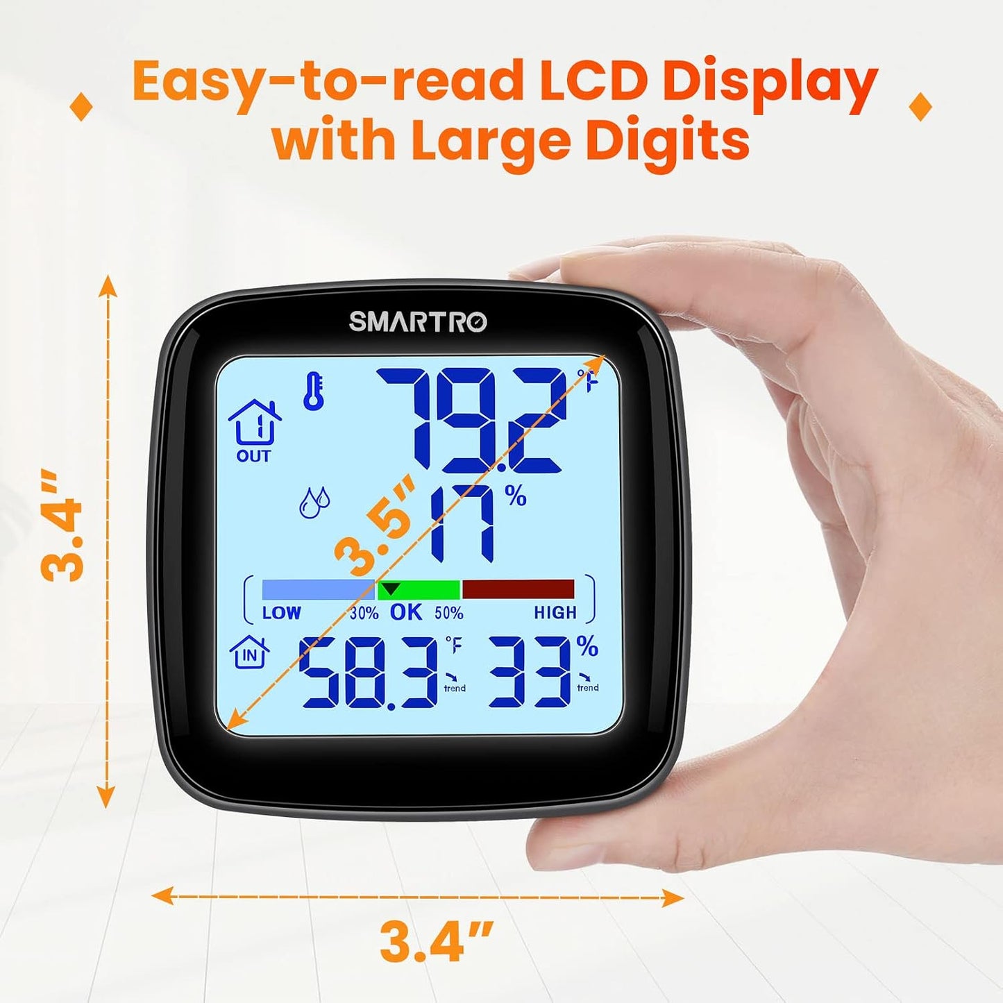 SC92 Professional Digital Wireless Indoor Outdoor Thermometer | Hygrometer Room Humidity Gauge Temperature and Humidity Meter Pro Accuracy Calibration
