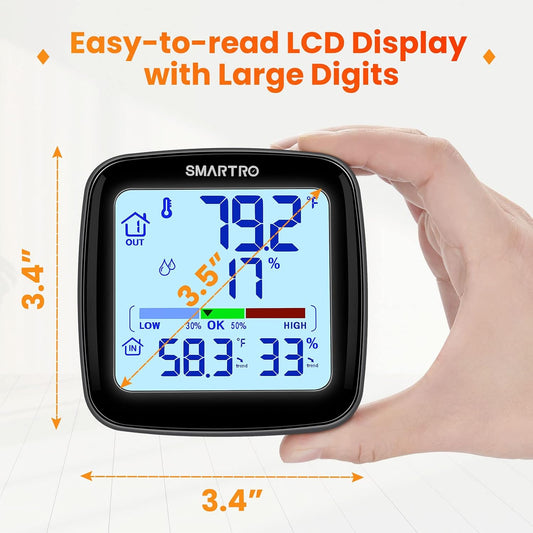 SC92 Professional Digital Wireless Indoor Outdoor Thermometer | Hygrometer Room Humidity Gauge Temperature and Humidity Meter Pro Accuracy Calibration