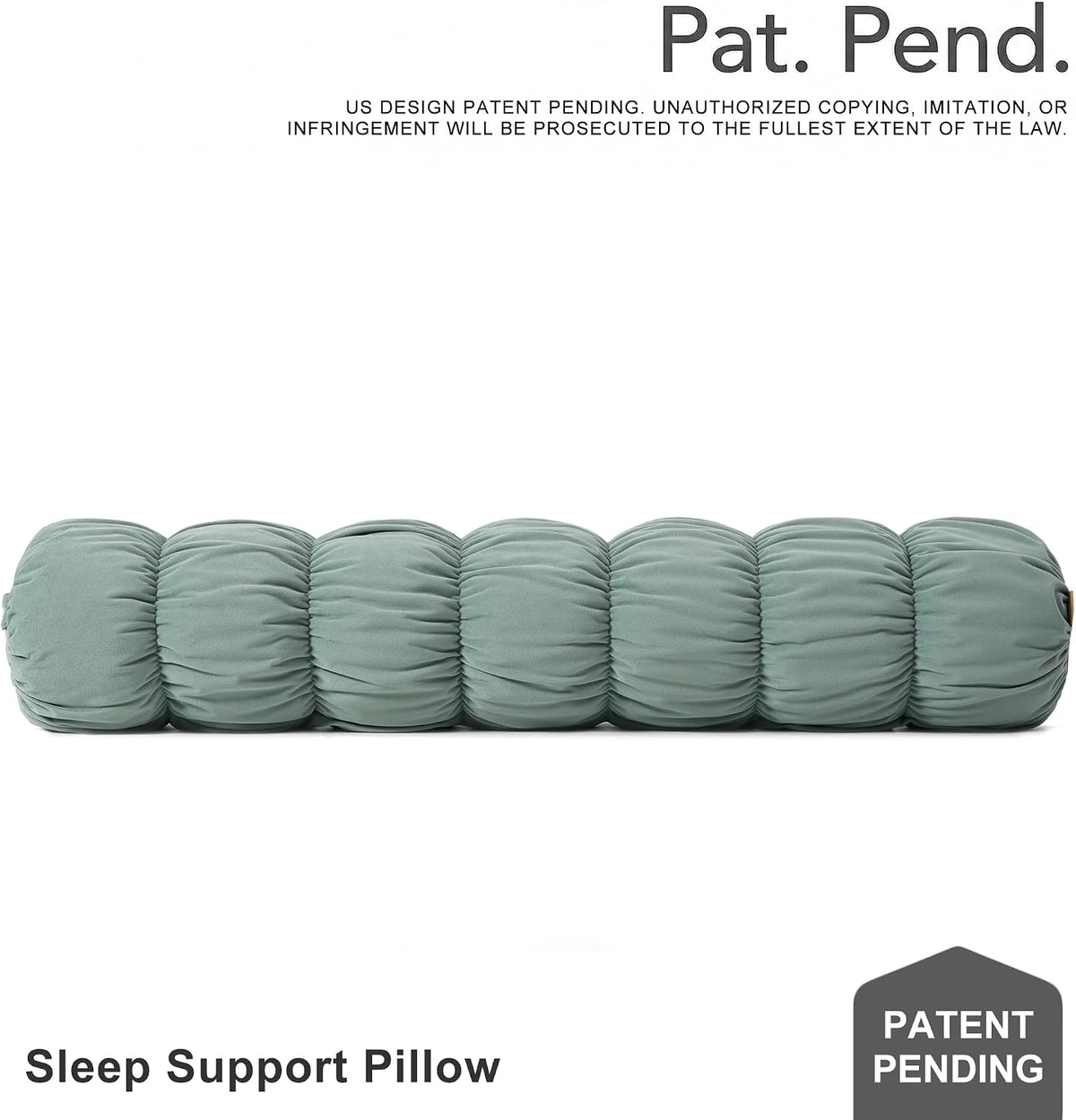 Pat. Pend. Long Bolster Pillow for Bed, 39 Inch, Misty White