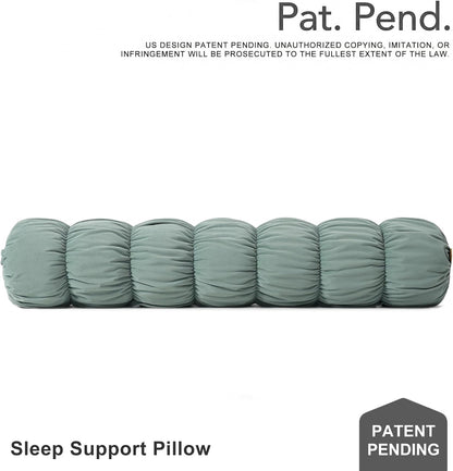 Pat. Pend. Long Bolster Pillow for Bed, 39 Inch, Misty White