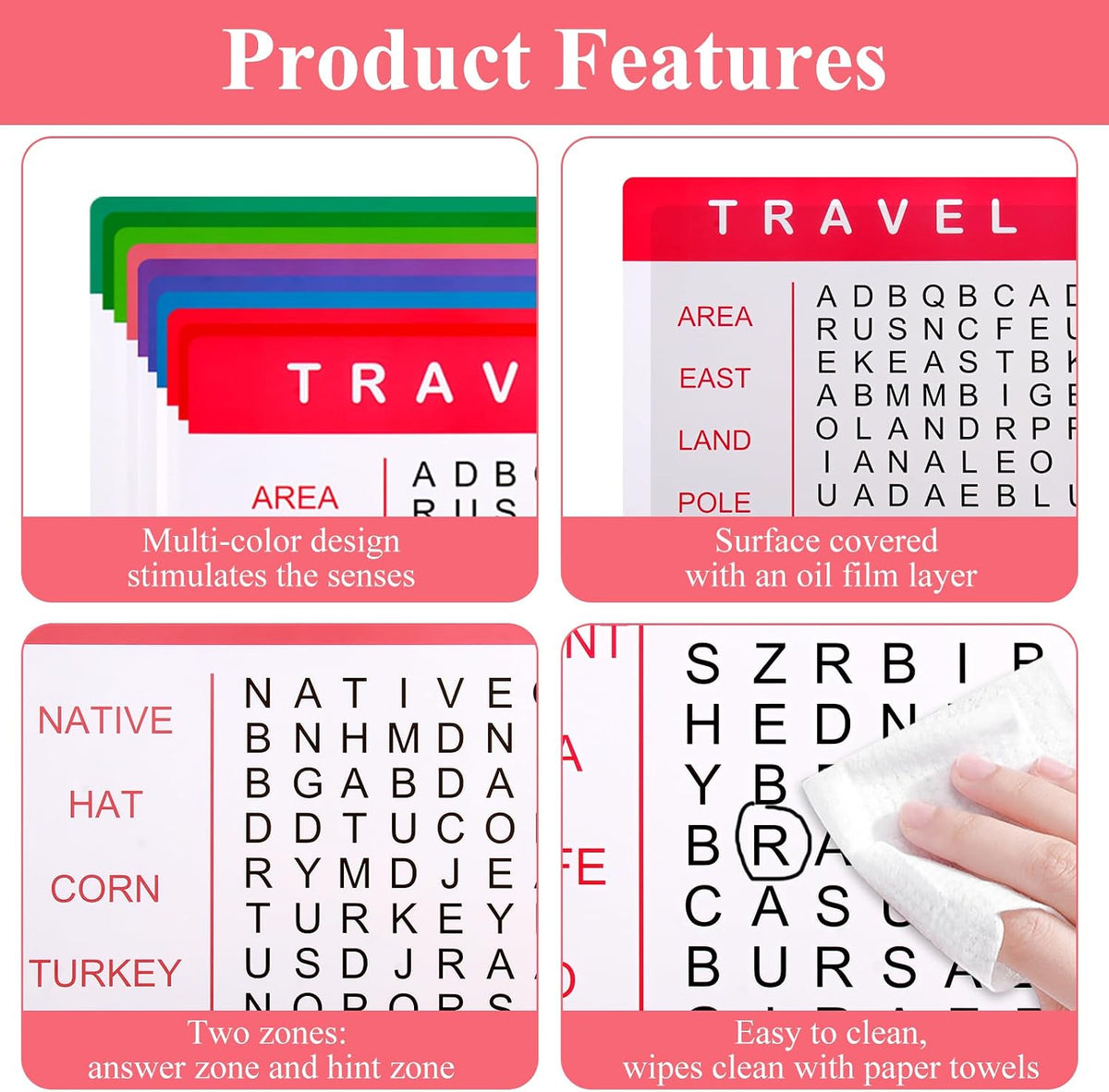 24 Pcs Large Print Word Search Books for Adults & Seniors Word Search Books